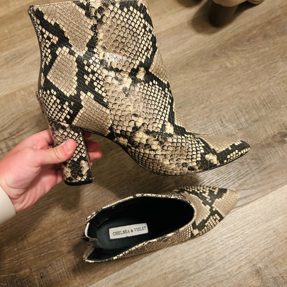 Snakeskin booties